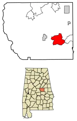 Location of Hissop in Coosa County, Alabama.