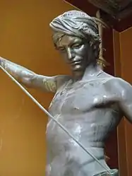 Bronze statue of David (a "clothed" version of Mercié's David) inside the University of Copenhagen.