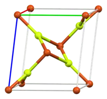 Ball-and-stick model of the unit cell of copper(II) fluoride