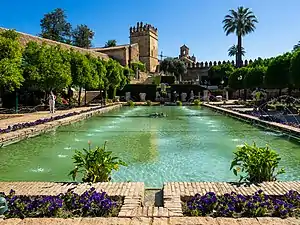 In the gardens of the Alcázar de los Reyes Cristianos in Córdoba, Andalusia.