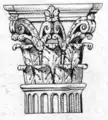 Fleuron is the uppermost flower decoration in the center of a Corinthian capital