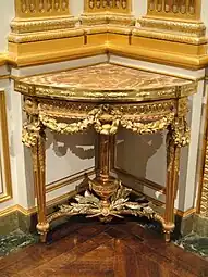 Louis XVI style - Corner table, by Jean-Francois-Therese Chalgrin, 1770, gilded wood, Corcoran Gallery of Art, Washington, D.C., US