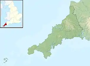 Wreck location is located in Cornwall
