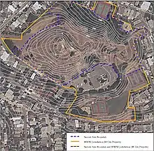 Satellite image of the Corona Heights park from which the neighborhood takes its name.