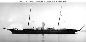 Corsair III (American Steam Yacht, 1898) prior to her World War I Naval service. Built in 1898 for financier J.P. Morgan, this yacht served as USS Corsair (SP-159) during World War I and as USS Oceanographer (AGS-3) during World War II