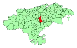 Location of Corvera de Toranzo in Cantabria.