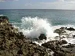 The surf breaking on the rocks of the Playa Girón