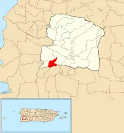 Location of Cotuí within the municipality of San Germán shown in red