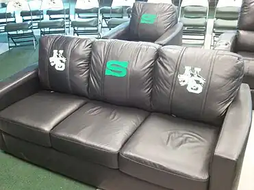 Couch in Graham Huskies Clubhouse players lounge