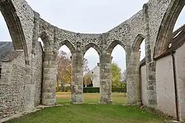 The unfinished choir of the church in Courcelles