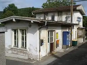 Two-story building with gabled roof