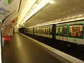 MF 01 rolling stock on Line 2 at Couronnes