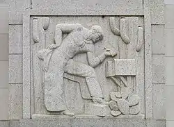 Mail Delivery – West, a relief by Edmond Amateis, by the Ninth Street entrance nearest Market St.