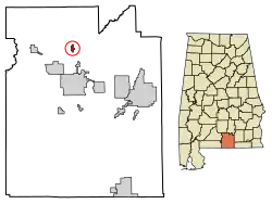 Location of Gantt in Covington County, Alabama.
