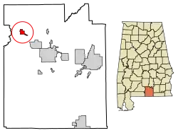 Location of Red Level in Covington County, Alabama.