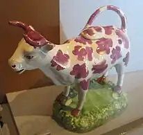 Ceramic cow creamer, 1820–40, "possibly Cambrian Pottery"