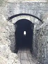 Tunnel interior from the north with the Mountain Goat rail bridge in the foreground.