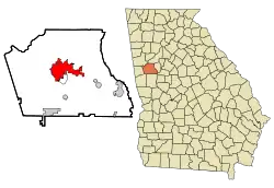 Location in Coweta County and the state of Georgia