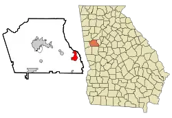 Location in Coweta County and the state of Georgia