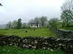 Cowmire Hall and Wall running Approx 20m to East, with Gate Piers