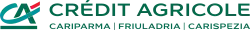 Crédit Agricole Italia logo, the three brands were shown under Crédit Agricole