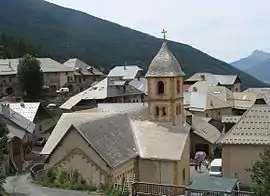 The church and the surrounding village of Crévoux