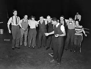 Yates rehearsing the cast