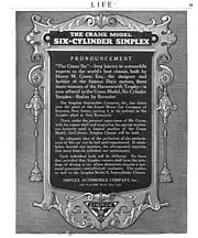 The Crane Model Six-Cylinder Simplex Pronouncement 1915
