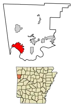Location of Van Buren in Crawford County, Arkansas