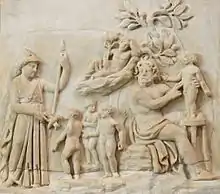 Athena watches Prometheus create humans (3rd century AD)