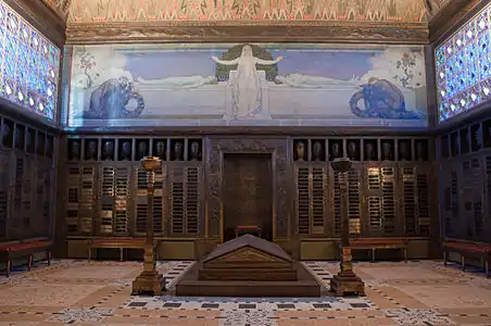 Crematorium interior, (1908–1910) with  symbolist murals by Charles l'Eplattenier (1912)