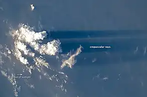 Orbital view of crepuscular rays