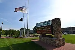 Creve Coeur sign located by the Veterans Memorial
