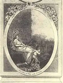 Emma Crewe, "Flora at Play with Cupid." Frontispiece to Erasmus Darwin's The Loves of the Plants