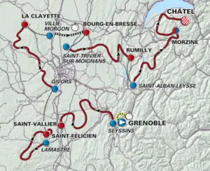 The route of the 2012 Critérium du Dauphiné