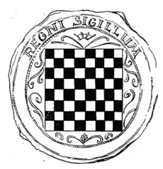 Coat of arms of Croatia used in 1527 as part of a seal on the Cetingrad Charter