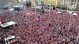 Fan celebrations at the square a day after 2018 FIFA World Cup Final, 16 July 2018