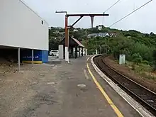 From the station platform, looking in the direction of the station car park and north to Johnsonville