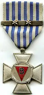 B-triangle incorporated into the Belgian Political Prisoner's Cross