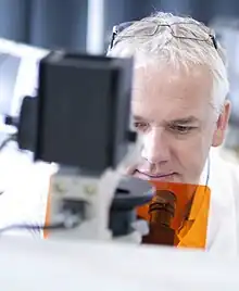 Professor Ray Isles working in his laboratory.