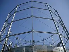 Gas holder at Cross Gates, Leeds, first of a former twin holder station built around 1900.