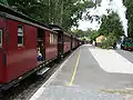 Trains cross at the station