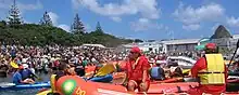 Culmination of the first successful kayak crossings of the Tasman at New Plymouth in 2007