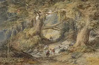 Crossing the Taramakau, Nicholas Chevalier (1866)