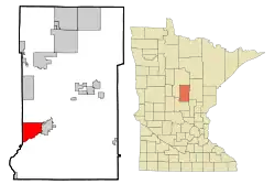 Location of the city of Baxterwithin Crow Wing Countyin the state of Minnesota