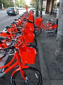 Crowded Biketown station on Belmont Street late on launch day