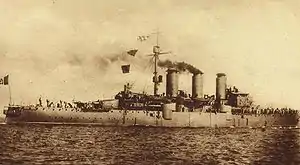 The Italian cruiser Amalfi in 1908