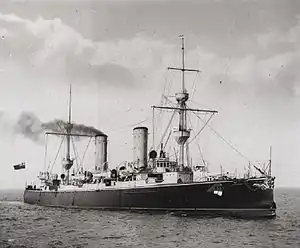 The Chinese cruiser Hai Tien, of the Imperial Chinese Navy.