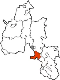 Culham Rural District (in red) within the administrative county of Oxfordshire. The associated County Borough of Oxford indicated in grey