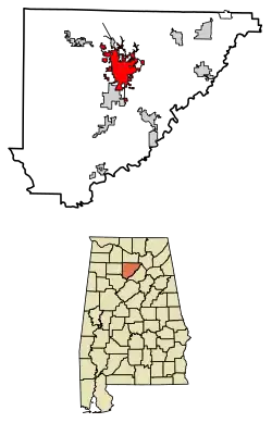 Location of Cullman in Cullman County, Alabama.